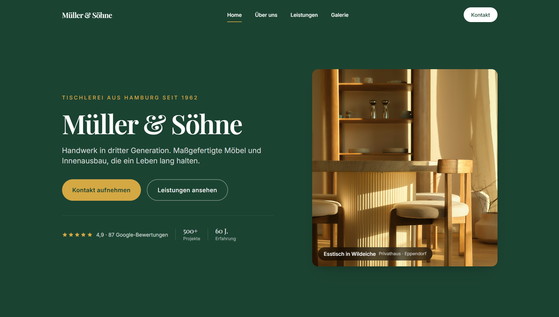 Müller & Söhne — moderne Website